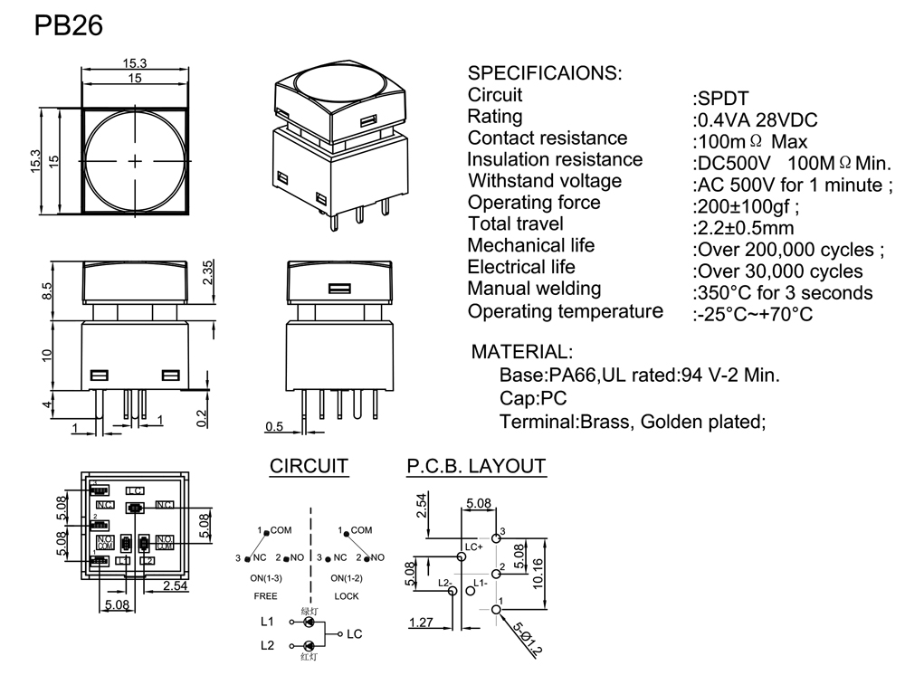 LED PUSH BUTTON SWITCHE，HONYONE