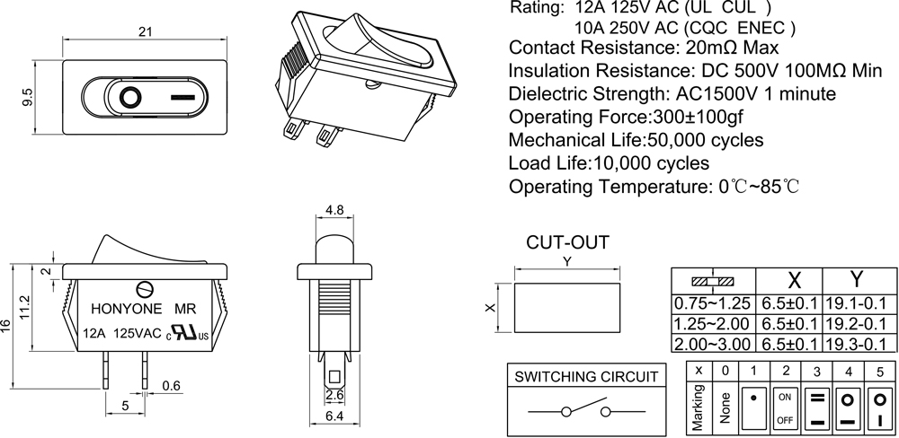 ROCKER SWITCHES， waterproof rocker switches，HONYONE